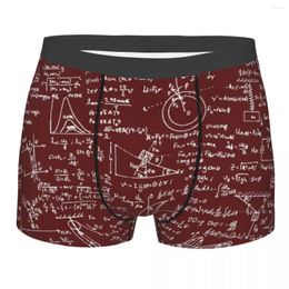 Underpants Physics Equations Burgundy Boxer Shorts For Men Sexy Math Science Teacher Geometric Underwear Panties Briefs Soft
