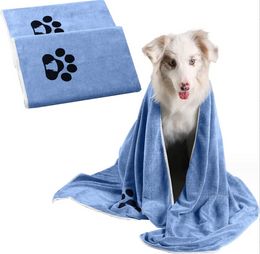 Dog Towels for Drying Dogs Microfiber Soft Absorbent Pet Bath Towel Dog Drying Grooming Towel with Embroidered Paw for Pet Dogs Cats Bathing and Grooming