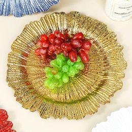 Plates Reef Charger Plate Plastic Decorative Service Gold Silver Dinner Serving Wedding Christmas Decor Table Place Setting