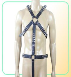 Male Body Bondage Harness Leather Suit Costume With Penis Cocking Ring Adult Sex Products Fetish6662995