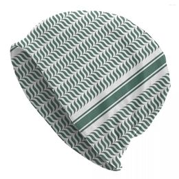 Berets Palestinian Kufiya Pattern Design Green Keffiyeh Men Women Beanies Caps Knitting Bonnet Hat Warm Autumn Winter Skullies Hats