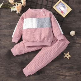 2pcs Kids Clothing Sets Solid Colour Longsleeve Imitation Knitting Baby Boys Girls Winter Suits For 16 Years 240106