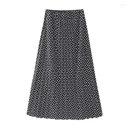 Skirts 2024 Women Printed Midi Casual Fashion Pleated Skirt Spring/Summer High Waist Comfortable Half