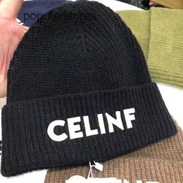 CELINF Autumn/Winter Knitted Hat Big Brand Designer Beanie Caps Stacked Hat Baotou Letter Ribbed Woolen Hat TDCJ