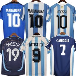 Retro Argentine Soccer jerseys Maradona Kempes Batistuta 1978 1986 1994 Riquelme KUN AGUERO AIMAR 1998 2000 2001 2002 2006 2010 2014 Vintage Football Shirt