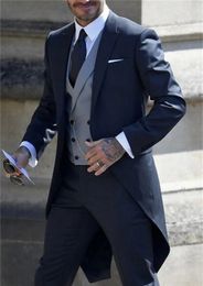 Italian Gentleman Style Wedding Man Long Tail Coat Groom Prom Tuxedos Formal Mens Suits terno masculino Jacket Pants Vest I 240106