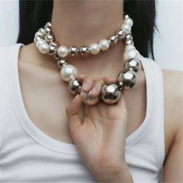 Chains Round Beaded Necklace Women's Large Pearl Uniquely Designed Party Jewelry Gifts