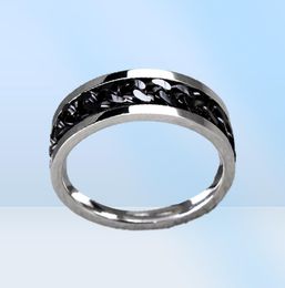 whole 50pcsLot top men women stainless steel chain spinner rings fashion Jewellery party gifts Punk Style biker ring6667987