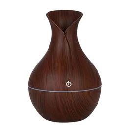 Essential Oil Diffuser& Humidifier 130ml Wood Grain Aroma Diffuser Waterless Auto Shut Off Aromatherapy Cool Mist Humidifier with 7 Colors Night Light