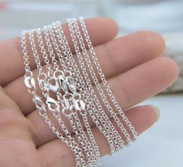 whole 100pcs lot solid 925 sterling silver o link chains necklaces for Jewellery charms pendants 16 18 20 22 24 26 28 30 8 sizes3446938