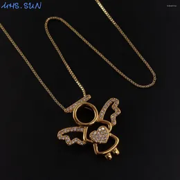 Pendant Necklaces MHS.SUN Est Zircon Angel Heart Necklace Women Luxury CZ Jewellery Gold Colour Chain For Girls Christmas Gift 1PC