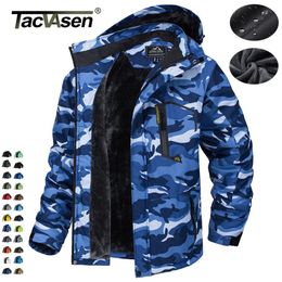 TACVASEN Fleece Lining Mountain Jackets Mens Hiking Jackets Outdoor Removable Hooded Coats Ski Snowboard Parka Winter Outwear 240106