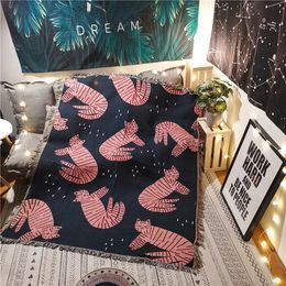 Pink Cat Blanket Decorative Sofa Covers Sofa Throw Bedroom Decorative Tapestry European Multifunction Bedspreads Bed Towel 240106