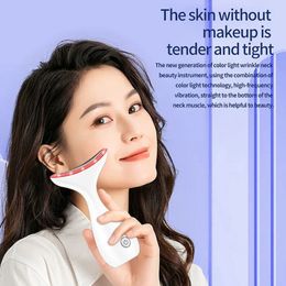 Microcurrent Neck Face Lifting Massagers LED Pon Therapy Wrinkle Skin Tighten Anti Beauty Devices Home Use 240106