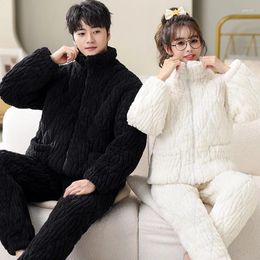 Men's Sleepwear Couple Pyjama Sets For Mens Pyjama Loungewear Nightwear Long Sleeve Sleep Trousers Coral Fleece Pyjamas Lover Pijamas