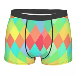 Underpants Colourful Man's Boxer Briefs Rhombous Breathable Funny High Quality Print Shorts Gift Idea