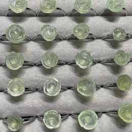 Cluster Rings 2rings/set AKAC Approx8-12mm Natural Prehnite White Copper Adjustable Ring Wholesale Send Randomly