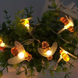 1pc, Honey Bee String Lights, 10 LEDs Battery Operated Fairy Lights, Party Birthday Wedding Christmas Indoor Outdoor Decoration (Warm White), Party Decor