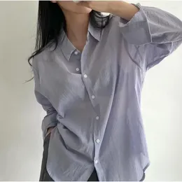 Women's Blouses Thin Loose Sunscreen Perspective Shirt Spring And Summer Korean Ladies Lapel Casual Long-Sleeved White Shirts