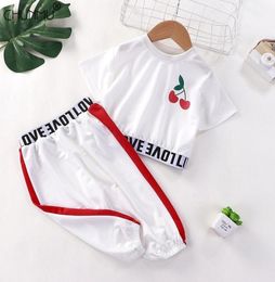 Baby Girl Clothes Set Children Casual Sportwear Summer Toddler Kids Birthday Gifts Cherry Oneck Top Pants 2 Piece 2105088693055