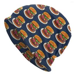 Berets BIG PATTY HAMBURGER Warm Knitted Cap Hip Hop Bonnet Hat Autumn Winter Outdoor Beanies Hats For Unisex Adult