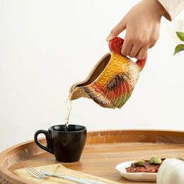 Water Bottles 2024 Novel Turkey Relief Shape Ceramic Pitcher Kettle Tea Jar Tableware Dinner Plate Kitchen Utensils