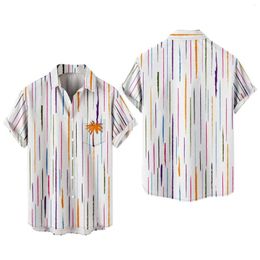 Men's Casual Shirts Short Sleeve Shirt Leisure Printing Summer Blouses Vacation Tourism Beach Fashion Trend 2024 Male Tops