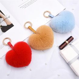 Keychains Women's Fur Rex Hair Bag Fashion Key Pendant Lovely Plush Ball Chain Gift Luxury Real Car Accessories