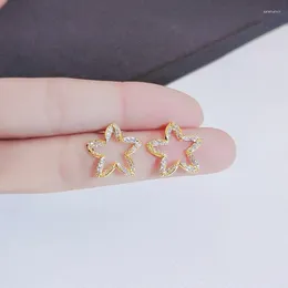 Stud Earrings Real 14K Gold Diamond Jewellery Earring For Women Aros Mujer Oreja Orecchini Girl