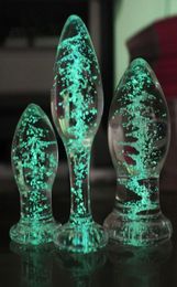 Top Luminous glass anal plug Anal Sex Toys Crystal Jewelry Smooth Touch Butt Plug gay sex toys Anal Bead Erotic Sex Toys for 8104888