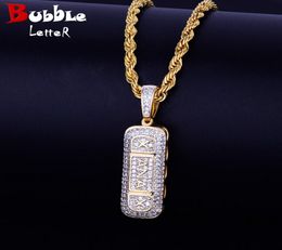 Pill Bottle Necklace IcedOut Material Copper Cubic Zircon Double Color Men Hip Hop Rock Street Jewelry Pendant With Rope Chain6940136