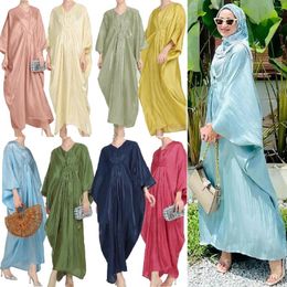Ethnic Clothing 2024 Middle East Muslim Robe Jilbab Abaya Solid Colour Loose Long Sleeve Dress Malaysia Indonesia Women's Abayas