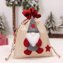 Storage Bottles Christmas Candy Bags Burlap Gift Drawstring Faceless Doll 3D Design Pouch Bag For Bear Proof Container