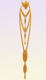 Arabic Dubai Jewellery Set for Women Earrings Ethiopian African Long Chain Gold Colour Necklace Wedding Bridal Gift 2207214556133