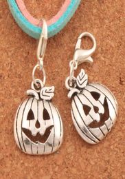 100pcslot Halloween Pumpkins Lobster Claw Clasp Charm Beads 323x159mm Antique silver Jewellery DIY C10988198087