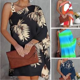 Party Dresses Summer Sexy Off Shoulder Dress Batwing Sleeve Diagonal Collar Casual Elegant For Women 2024 Print Women's