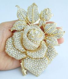 Gorgeous 532 Clear Austrian Crystal Rose Flower Brooch Pin Pendant EE02994C15 240106