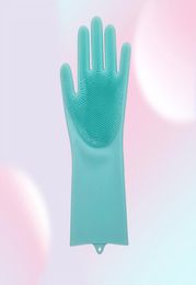 Disposable Gloves Magic Silicone Dishwashing Scrubber Dish Washing Sponge Rubber Scrub Kitchen Cleaning 1 Pair6770856