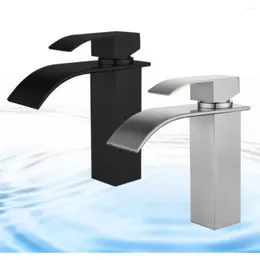 Bathroom Sink Faucets Faucet Brushed Nickel Black Modern Waterfall With Single Handle Suitable For 1 Or 3 Holes