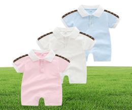 Newborn Rompers Baby Girls and Boy Short Sleeve New Year Cotton Clothes Designer Brand Letter Print Infant Baby Romper Children4759873