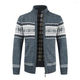 Men's Jackets Cardigan 2024 Autumn Winter Stand Collar Zipper Sweater Coat Jacket Male Clothing Cotton Thick Warm