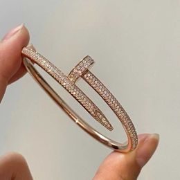 Designer Cartres Bracelet Kajia High Edition Nail Women's Precision Craft Thick Plated 18k Rose Gold Full Drill Bit Tail Inlaid Diamond Jewellery AHNV