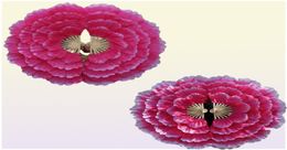 2pcsDancing Fan Peony Flower Dance Hand Square Performance Props Eventail a Main Abanico Para Boda De Mano 2205052326199