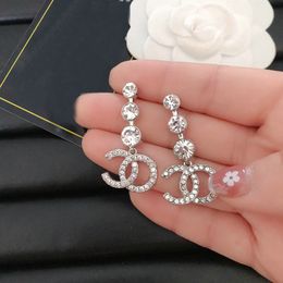 Designer Earrings Classic 18K Gold Letter Dangle Chandelier Pendant Earrings Women Brand Pearl Diamond Earring Wedding Party Lovers Gift
