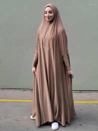 Ethnic Clothing One Piece Jilbab Long Khimar Hooded Abaya Ramadan Eid Muslim Women Integrated Veil Hijab Prayer Dress Dubai Turkey Islamic