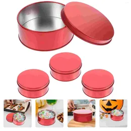 Storage Bottles 4Pcs Cookie Tins With Lids Round Candy Boxes Party Gift