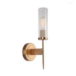 Wall Lamp Modern Light With Glass Tube Shade Sconce E27 MAX 40W Fixture For Bathroom Bedroom Home Wrought Iron Plating