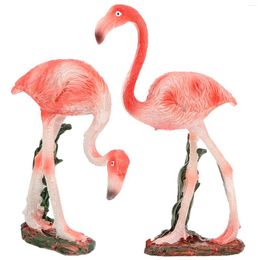 Garden Decorations 2 Pcs Flamingo Ornament Figurine Yard Decor Sculpture Flamingos For Resin Pink