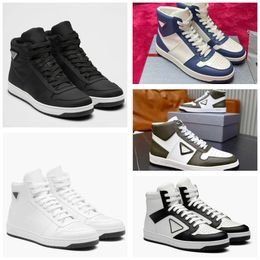 Top Luxury Downtown Enameled-metal Sneakers Shoes Men Perforated Leather Sporty High-top Trainers Light Rubber Sole Skateboard Walking 39-46