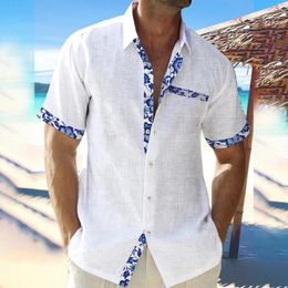 Men's Casual Shirts Tee Mens Shirt Short Sleeve Slim Fit Beach Summer Blouse Breathable Button Down Daily Holiday Lapel Comfy